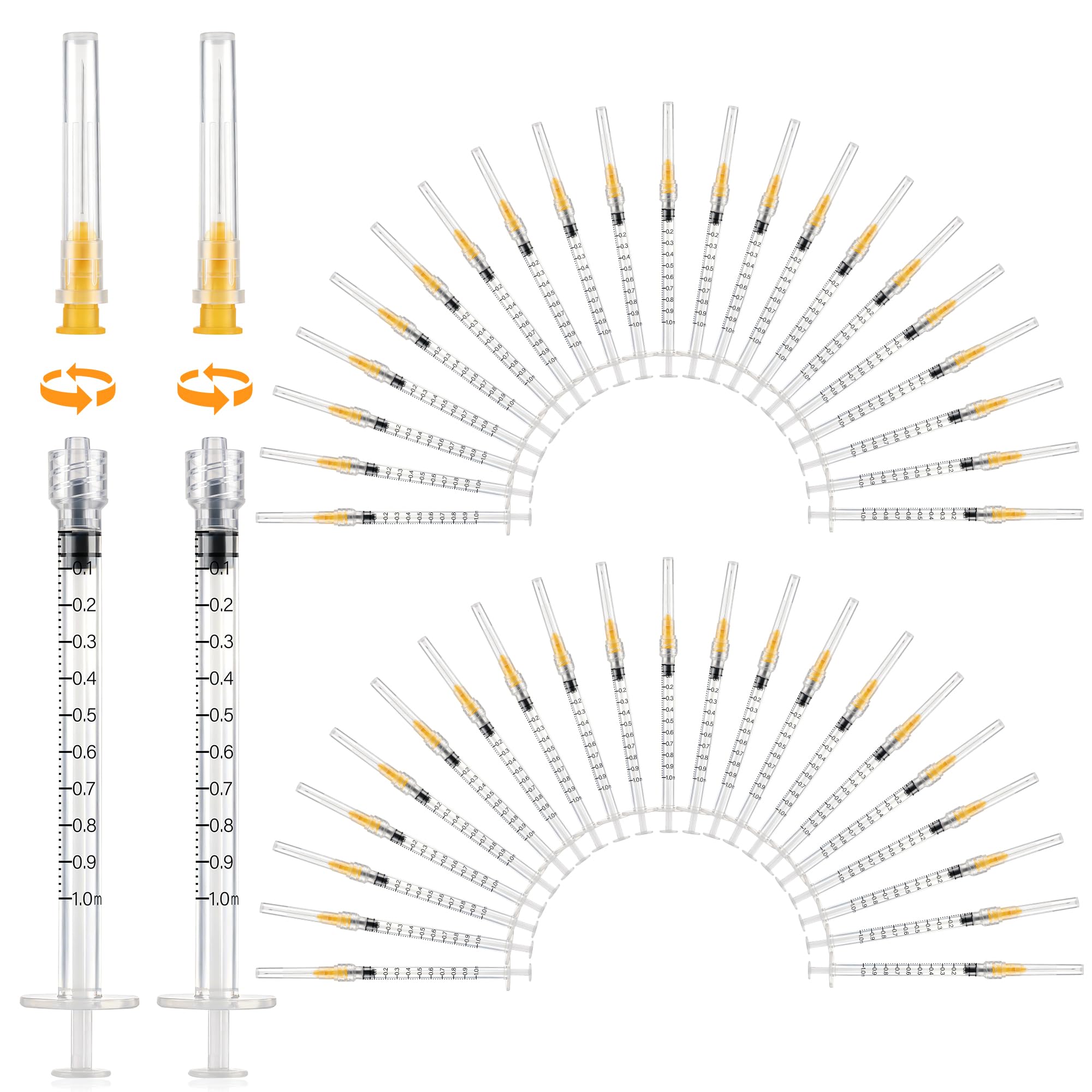 100 Stück 1ml/cc Plastiktube 25G 25mm mit Skala einzeln versiegelt Kunststoff Mehrzweck-Messwerkzeuge für die Flüssigkeitstrennung,Laborzubehör,Dosierung