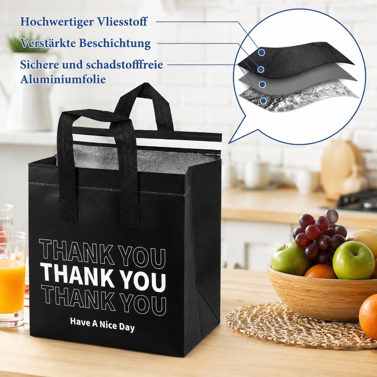 80 bolsas térmicas para gastronomía, con cierre autoadhesivo, para guardar el calor y el frío, para gastronomía, catering y restaurantes, color negro