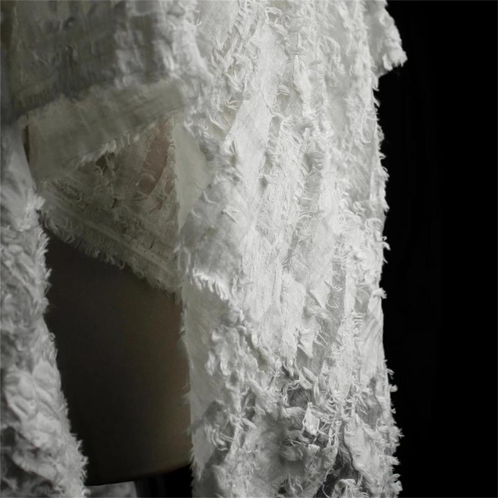 Tessuto in Filato di Vetro Tridimensionale Spazzolato con Piume Leggere da 137 cm for Abiti da Sposa e Costumi di Scena