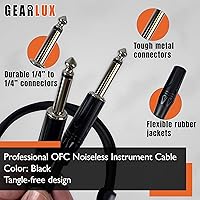 Vista 4 de Gearlux Cable de instrumento/cable de guitarra, 1/4 de pulgada, recto a recto, negro, 25 pies, paquete de 2