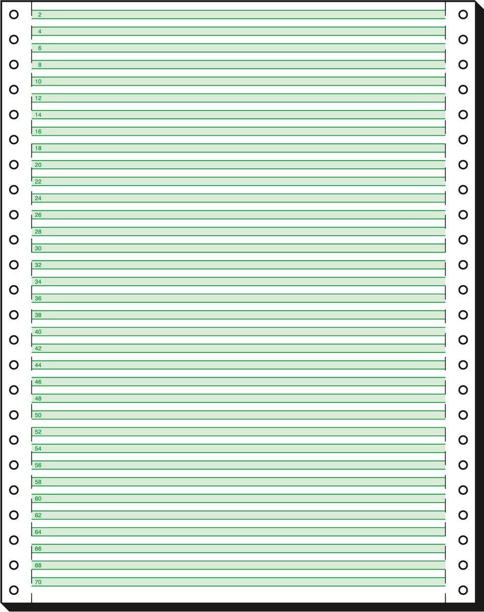 SIGEL 12247 Music Ruled Listing Paper, 12" x 240 mm, 1-part, 60 gsm, vp's, 1/6" green bar, 2000 sheets