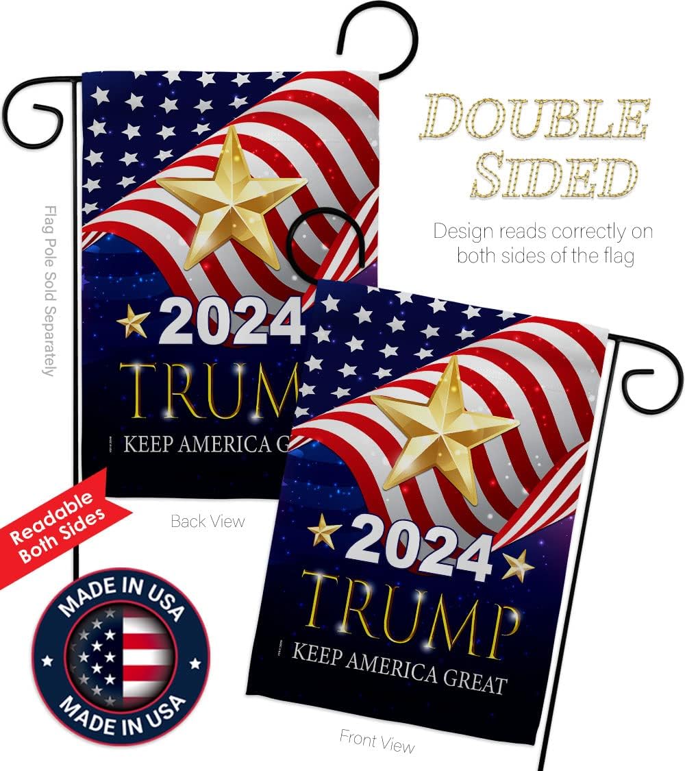 2020 Trump Keep America Great Garden Flag - Set Wall Holder Patriotic Vote President Donald Election Support United State American - House Banner Small Yard Gift Double-Sided Made in USA 13 X 18.5