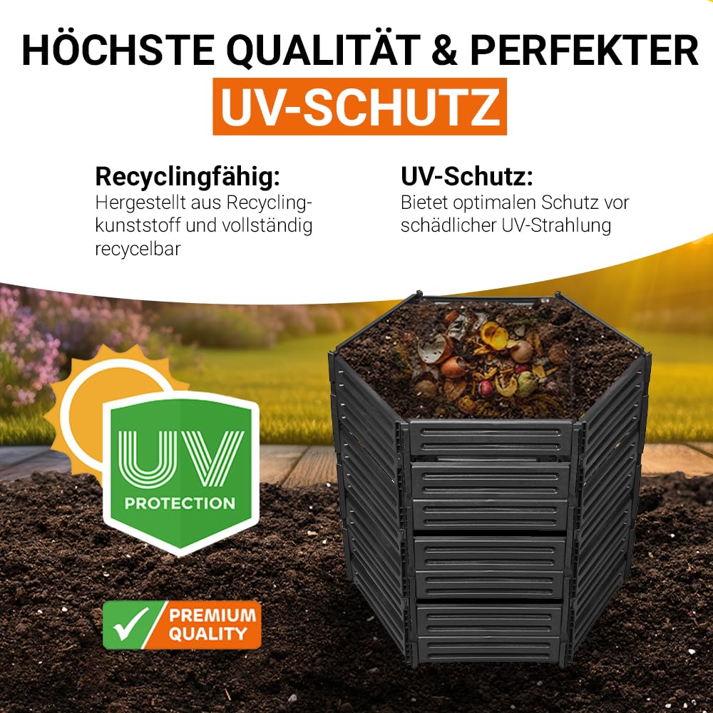 GARANTIA AIR-King Steckkomposter 850 Liter schwarz Komposter Garten | Schnellkomposter, Abfall & Recycling, Biomüll, Komposteimer, Kompost, Biotonne, Garten