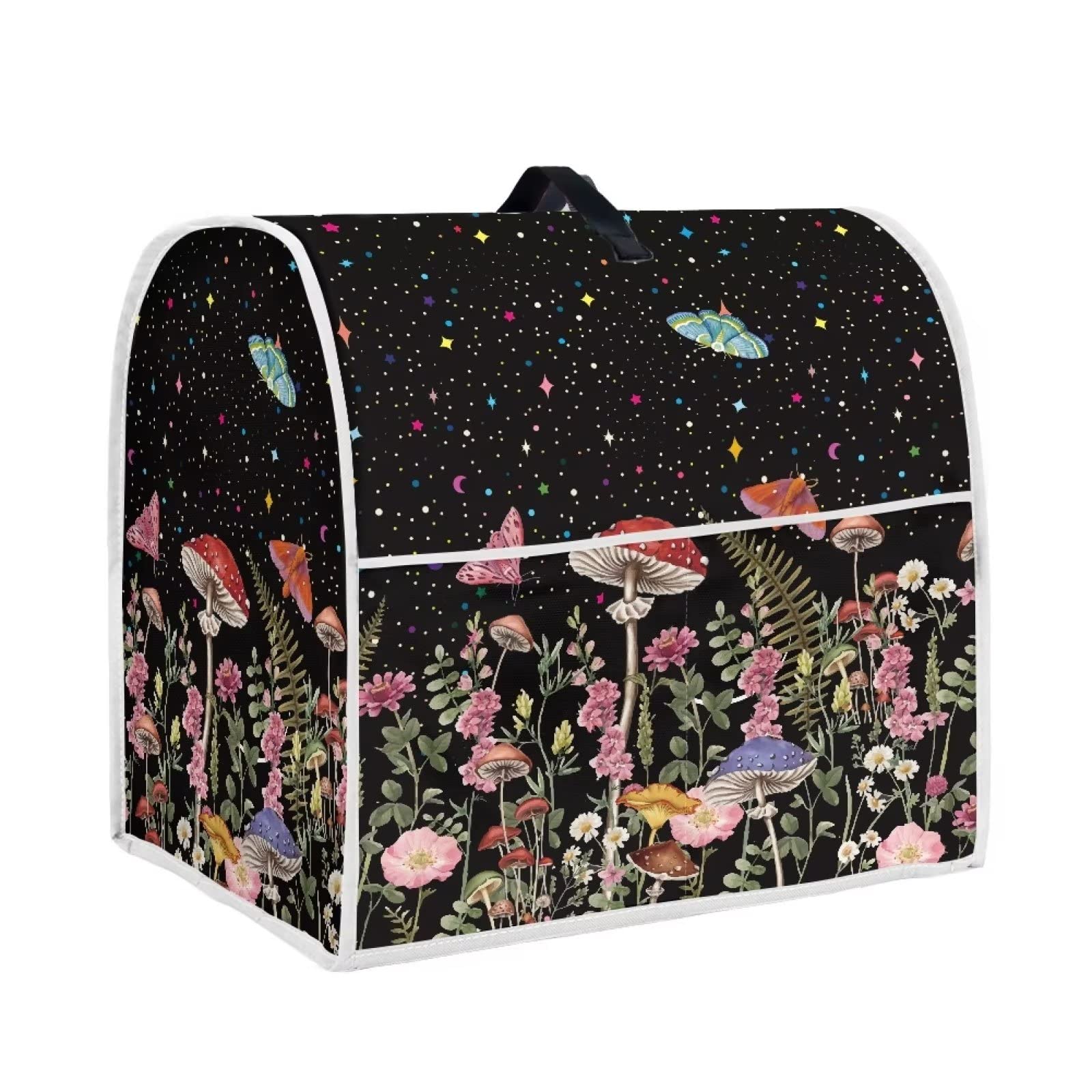 Dreaweet Mushroom Print Kitchen Aid Mixer Covers for Stand Mixer 4.5-5 qt,Mixer Dust Protection Covers Large,Cute Kitchen Decor Mixer Accessories and Attachments for Women,Black