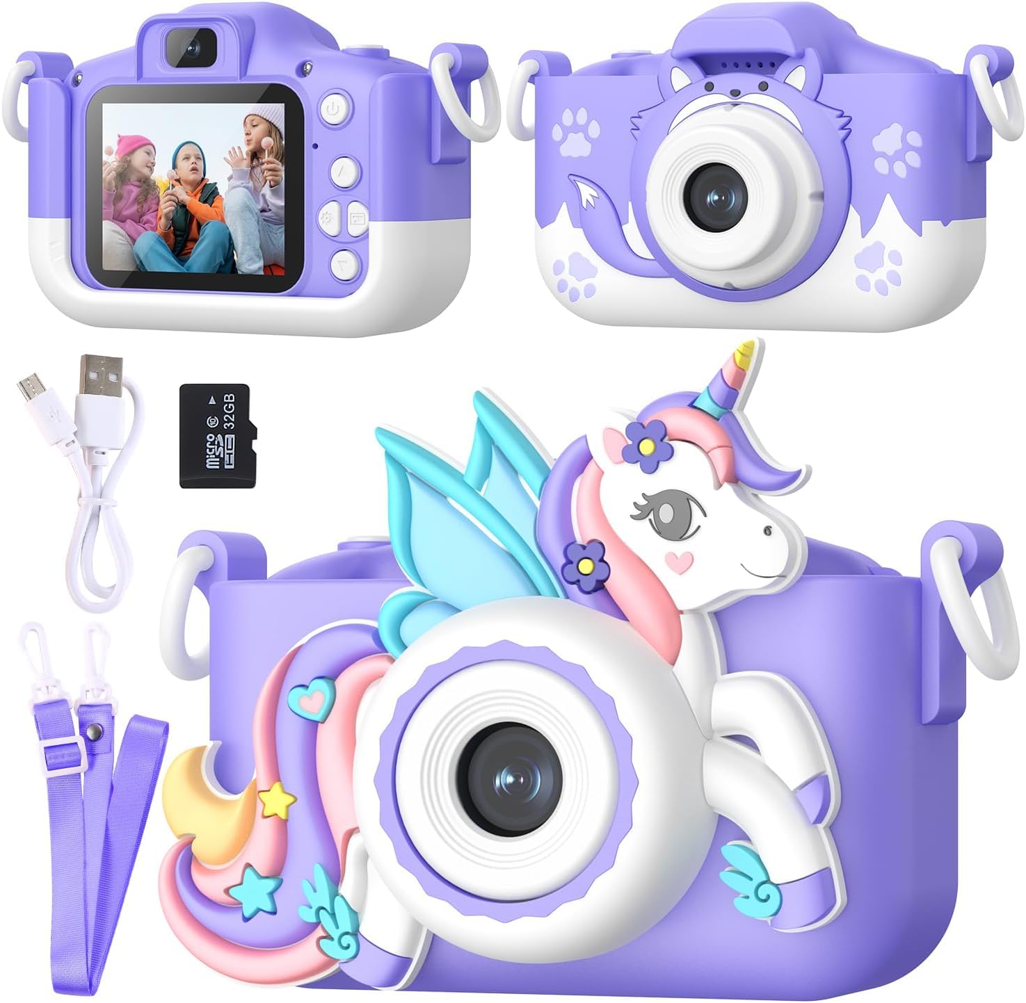 Kids Camera for 3-12 Year Olds | HD Dual Lens Camera with 32GB Memory Card, 2 Shockproof Silicone Cases, Educational Games, MP3 Player, Video Recorder & Fun Filters | Gift for Boys Girls