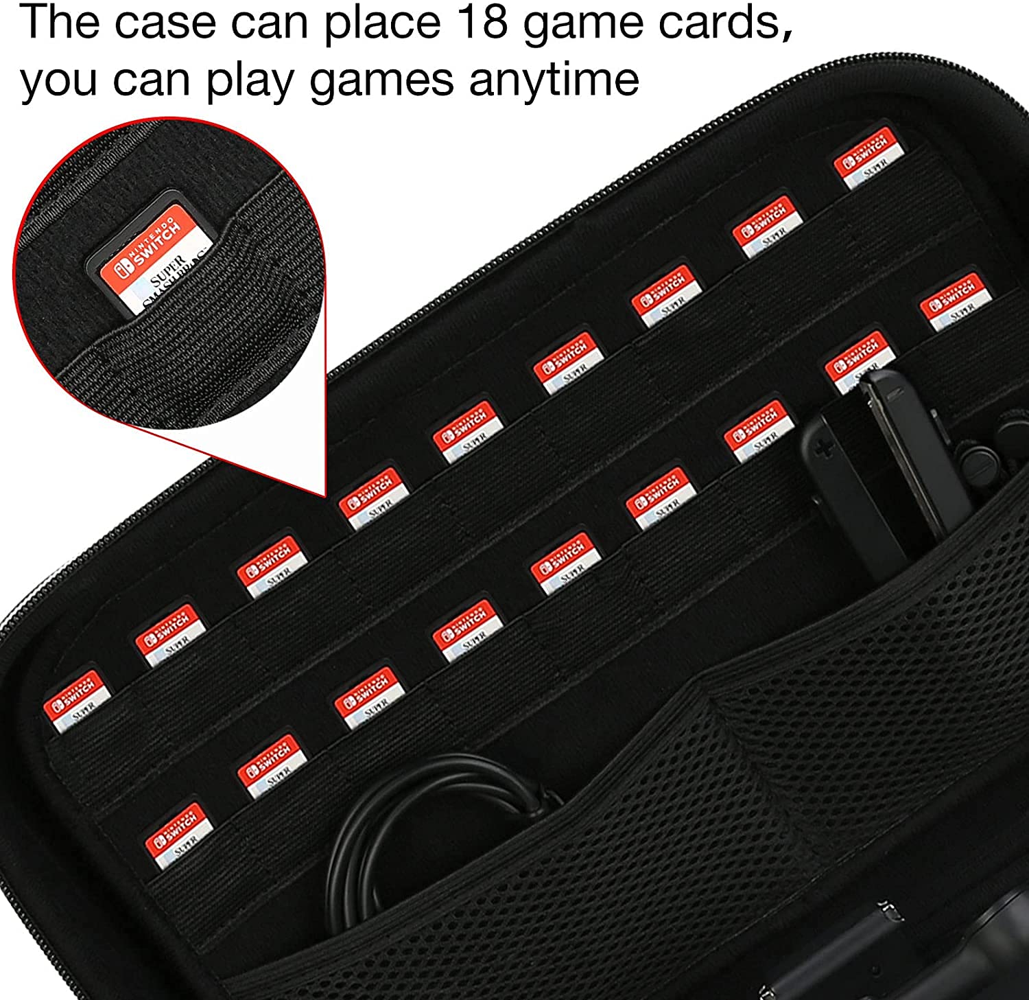 HEYSTOP Tashce - Funda para Nintendo Switch/Switch OLED Modelo Accesorio, Funda para Nintendo Switch con Almacenamiento para Consola y Controlador de Nintendo Switch, Gris, Gris, Unisex