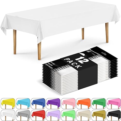 Miniatura 67 de DecorRack 2 manteles rectangulares de plástico sin BPA, 54 x 108 pulgadas, manteles rectangulares para mesa de comedor, fiestas, pícnic, campamento