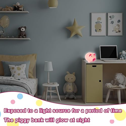 Miniatura 2 de Laebuild Alcancía para niños, alcancía de plástico azul para niñas, con forma de cerdo, hucha irrompible para niños pequeños, bancos para niños para