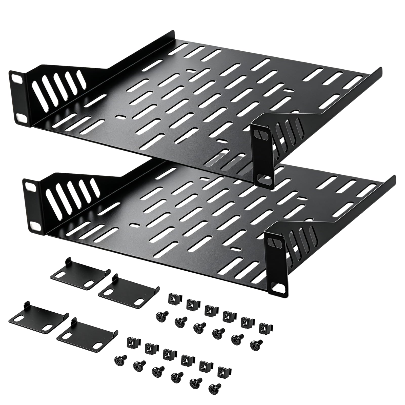 Lot de 2 étagères pour serveur 1U - Fond de rack 10" 1HE - Plancher en acier ventilé - Profondeur de 200 mm - Pour armoire serveur de 10" et armoires réseau DeskPi Rack Mate T1/T0 - Accessoires de