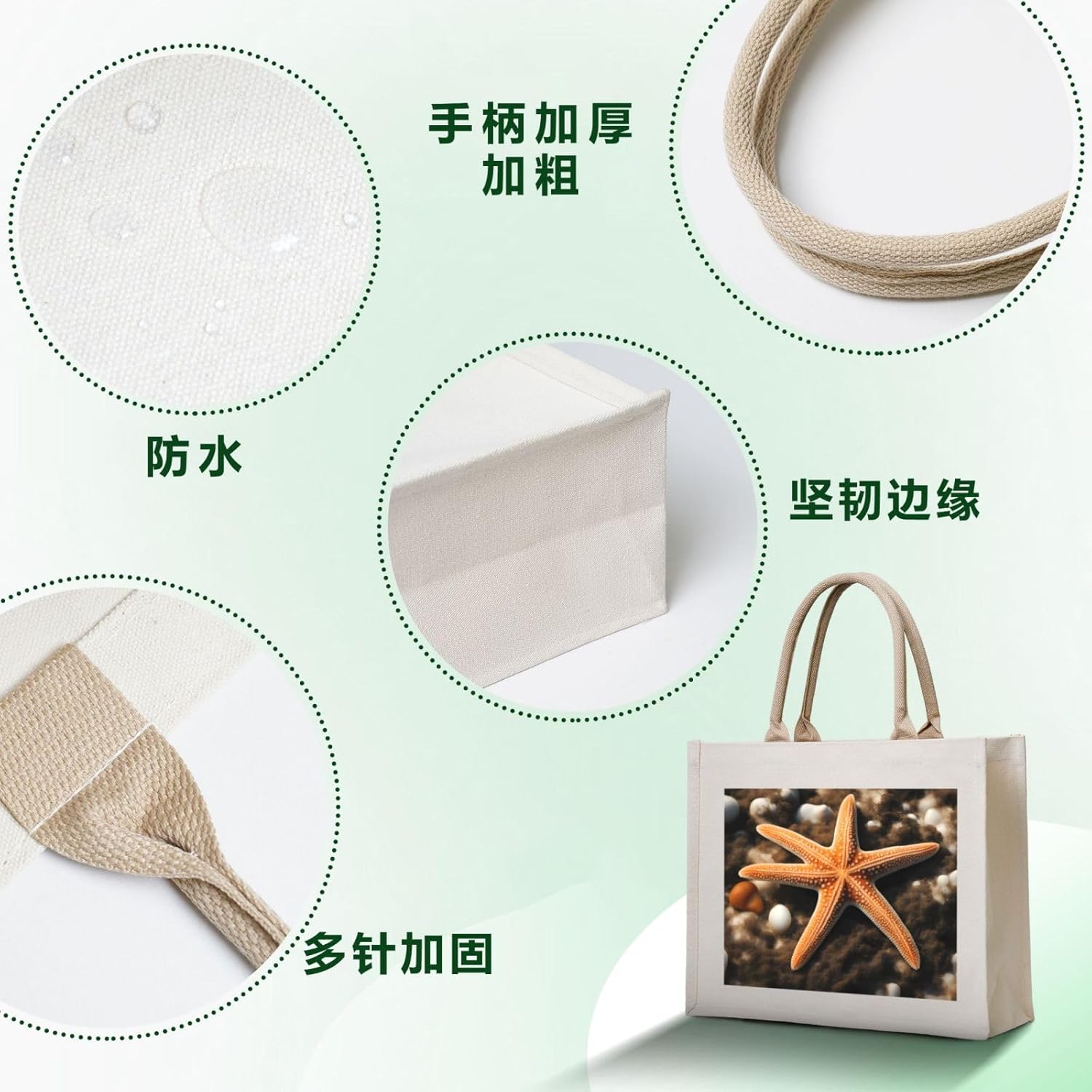 美しいヒトデ キャンバス キャリングトートバッグ &ndash; エコフレンドリーで再利用可能なショッピングバッグ、女性用ショルダーバッグ