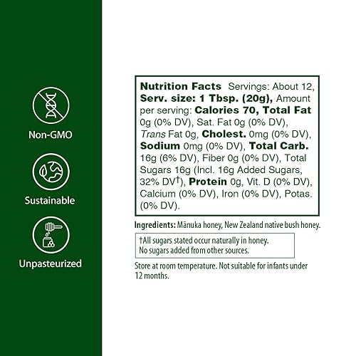 Miniatura 2 de Flora - Miel de Manuka - MGO 30+ - Miel sostenible de Nueva Zelanda - Sin OMG y sin pasteurizar - Tarro de 8.8 onzas