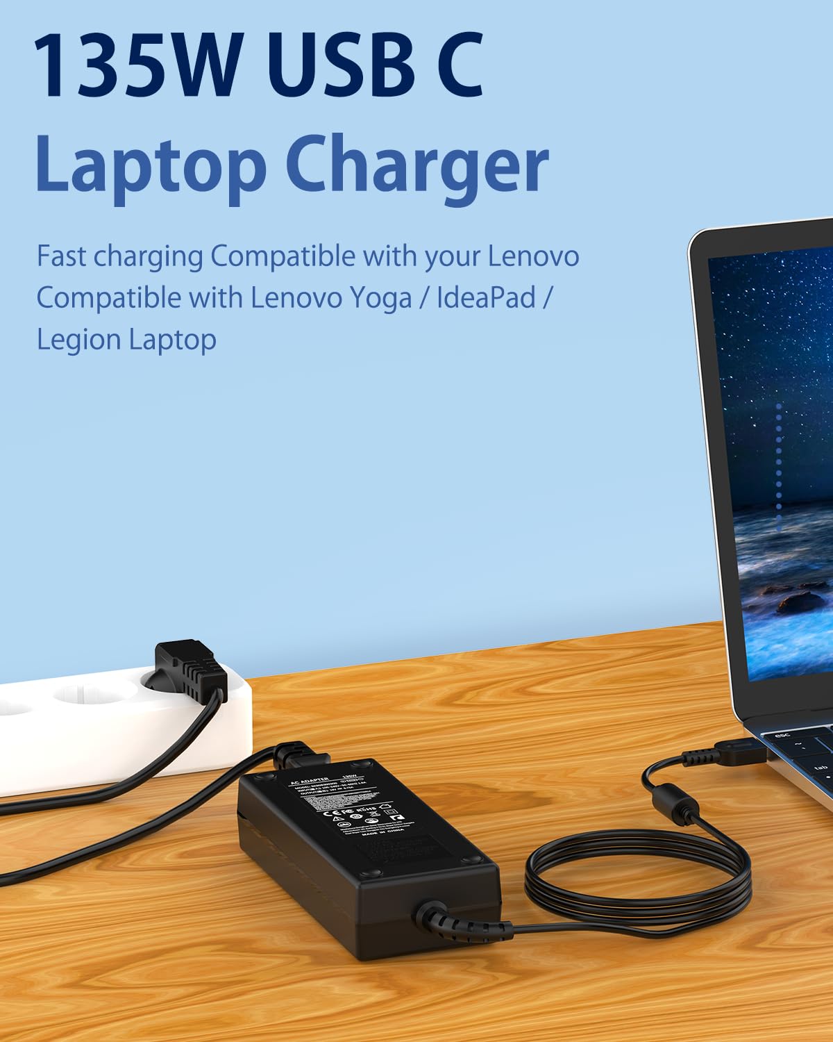 Vhbw Caricabatterie Da Auto 45W Per Lenovo IdeaPad Y50, Y70, U530 - Cavo Accendisigari 12V
