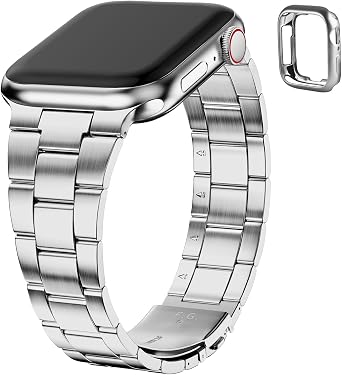 Fullmosa لا حاجة لأدوات متوافق مع أحزمة Apple Watch للنساء والرجال 41 مم 40 مم 38 مم 46 مم 49 مم 45 مم 44 مم 42 مم، حزام معدني مع حافظة لسلسلة iWatch 11 10 9 8 7 6 5 4 3 2 1 SE3/2/1 Ultra3/2/1، 38 مم 40 مم 41 مم، فضي