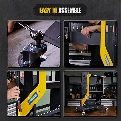 Miniatura 6 de Carro de herramientas rodante de 3 niveles, carrito de herramientas de servicio automotriz resistente de 330 libras, carrito de herramientas de