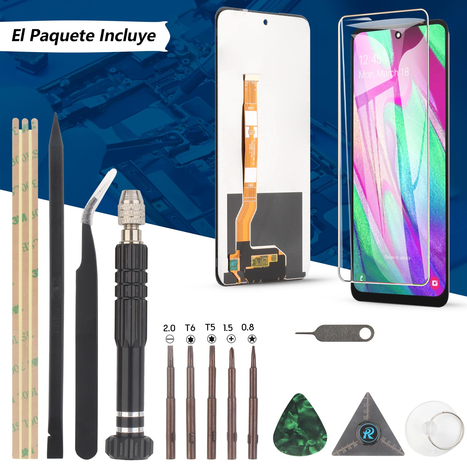 RongZy Pantalla para OPPO A40/A40m/A3 4G CPH2669 CPH3669 Pantalla Táctil LCD Kit de Pantalla de Repuesto Ensamblaje Digitalizador de Reemplazo con Herramientas(Negro)