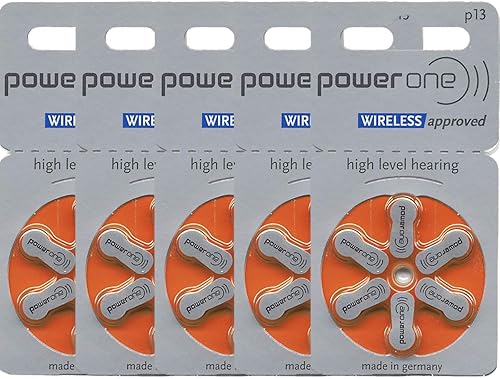 30 baterías PowerOne de tamaño p13 para audífonos