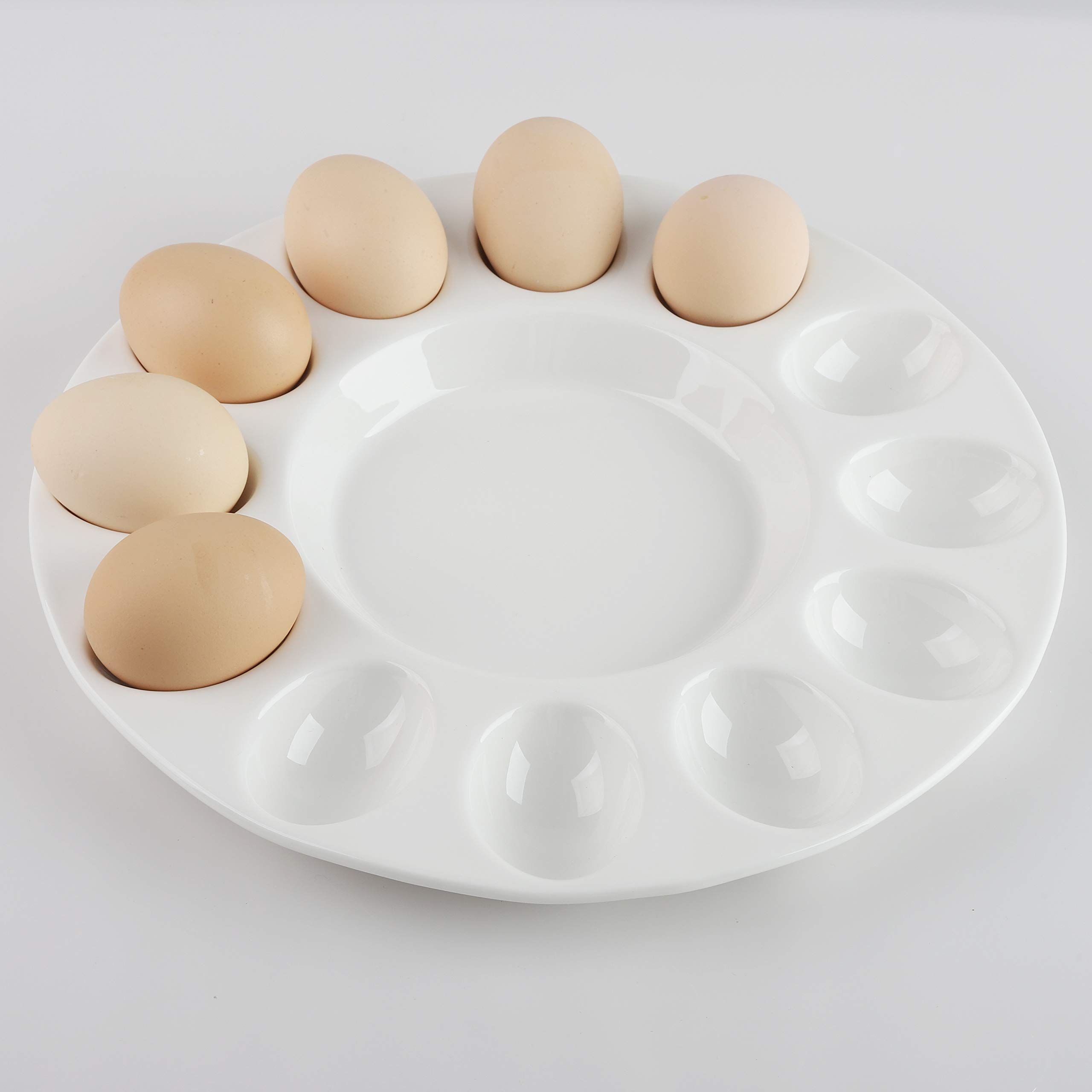 Porcelanowa deviled taca na jajka 25 cm dekoracyjny talerz na jajka wielkanocne na 12 przegródek (np. taca)