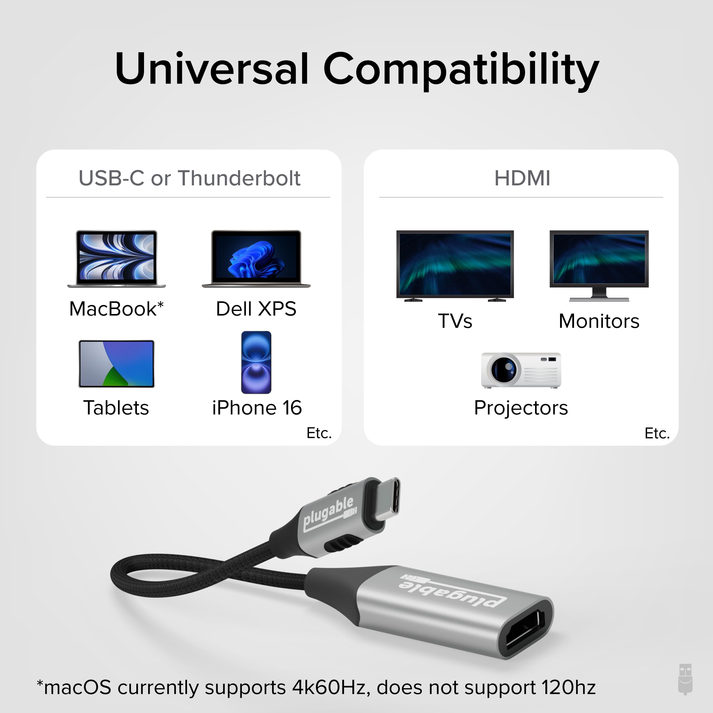 Amazon.com: Plugable USB C to HDMI Adapter, HDMI 2.1, 8K 60Hz or