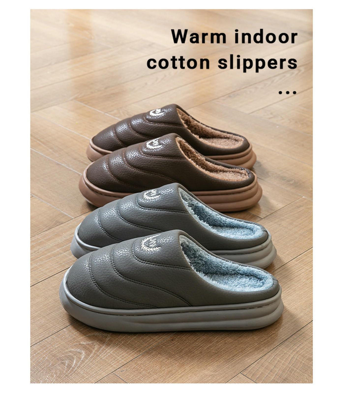damskie kapcie duże rozmiary męskie bawełniane buty PU wodoodporne Casual Indoor Plus Velvet Home