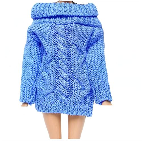 BJDBUS Suéter de cuello alto de invierno azul para accesorios de muñeca de niña de 11.5 pulgadas