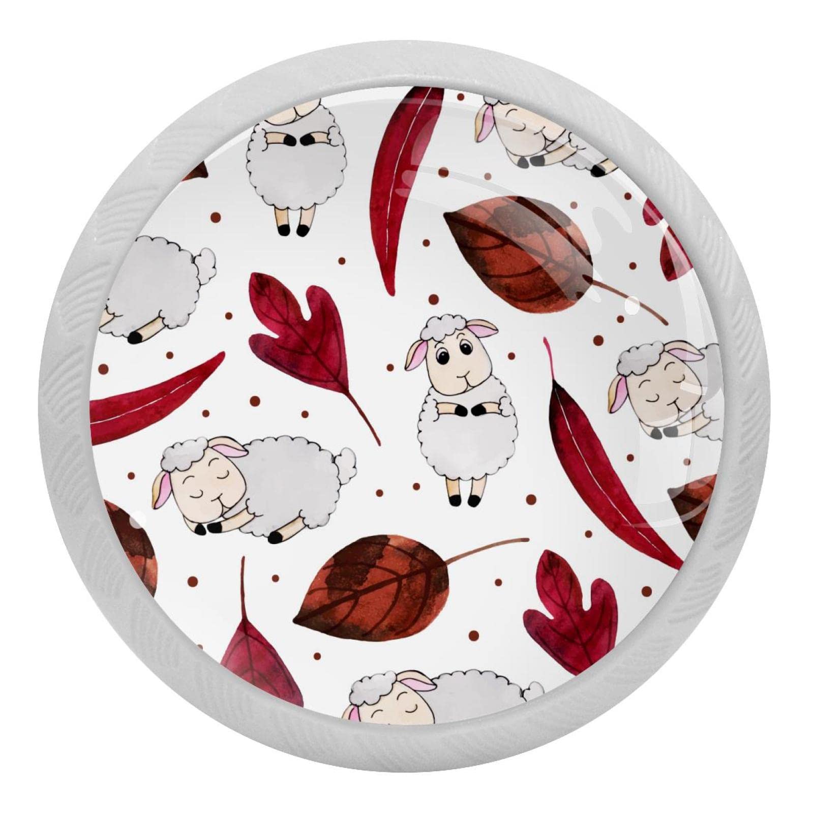 Poignées de tiroir pour commode de cuisine avec motif mouton et effet fluorescent