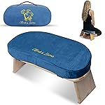 MONK & LLAMA Meditation Bench - Kneeling Bamboo Bench with Foldable Legs & Cushion - Kneeling Stool Ergonomic Bamboo Yoga Bench for Extended Practice