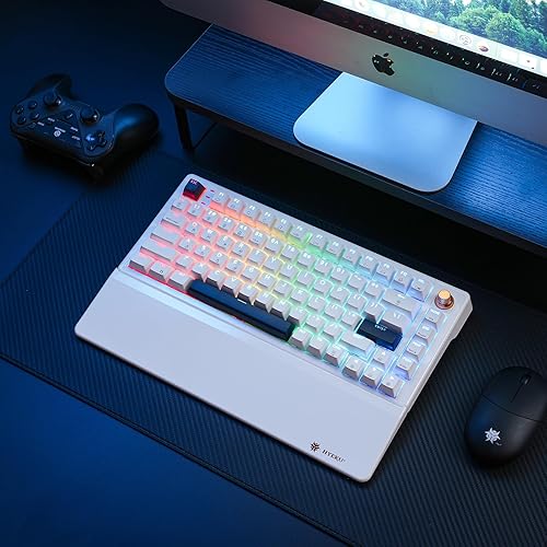Miniatura 9 de Teclado mecánico inalámbrico con reposamuñecas, teclado personalizado intercambiable en caliente con perilla, retroiluminación RGB, interruptores