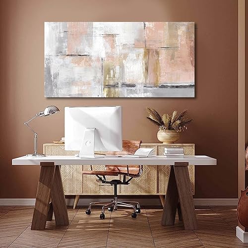 Miniatura 4 de SOUGUAN Arte en lienzo dorado para decoración de pared de niña, imágenes rosas para sala de estar, decoración de pared, arte abstracto de pared,