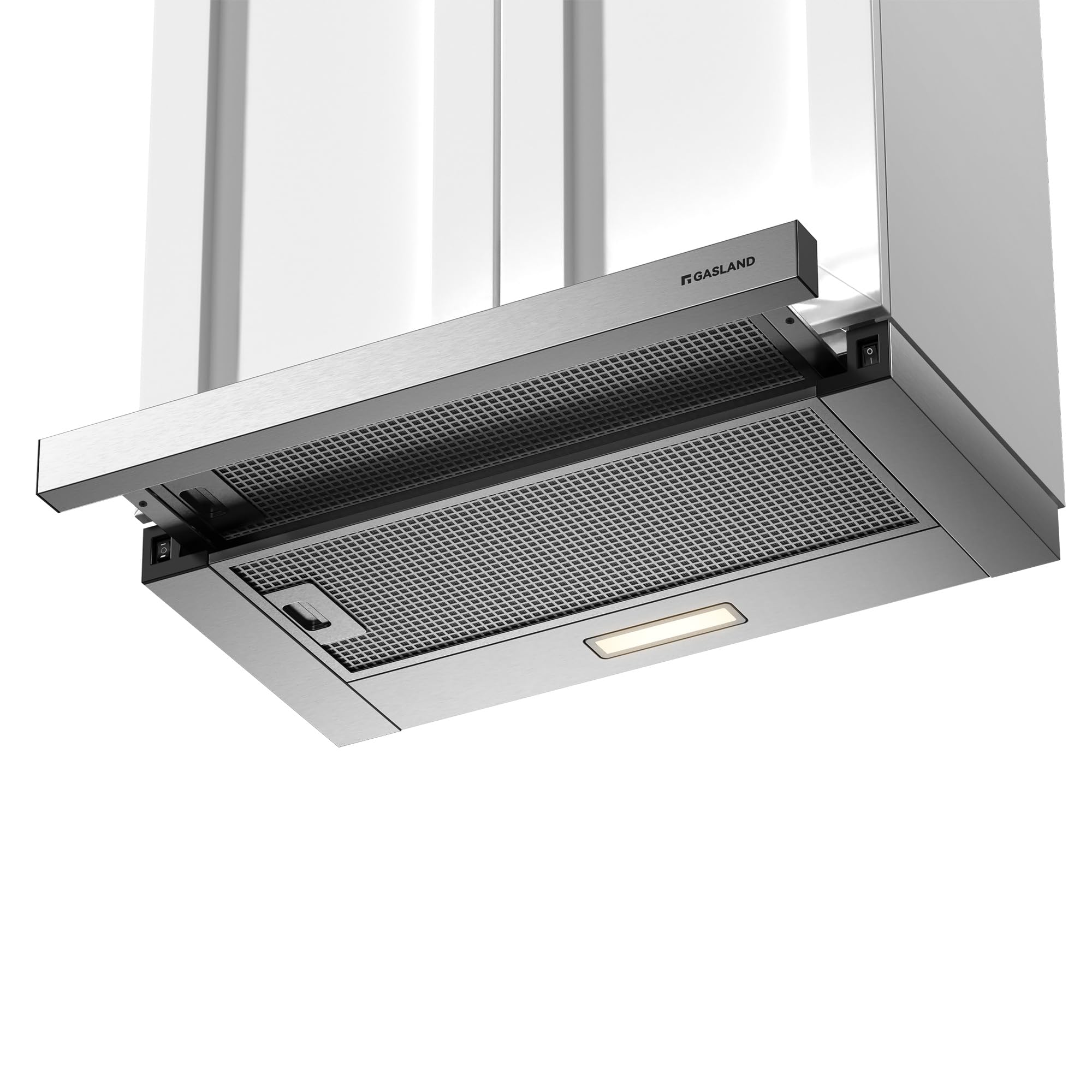 GASLAND BR60SP Cappa Aspirante 60 cm Umluft, Cappa da Incasso Schermo Piatto 335 m³/h, Cappa Aspirante a Estratto Piatto Inox con Filtro a Carbone Attivo CF132