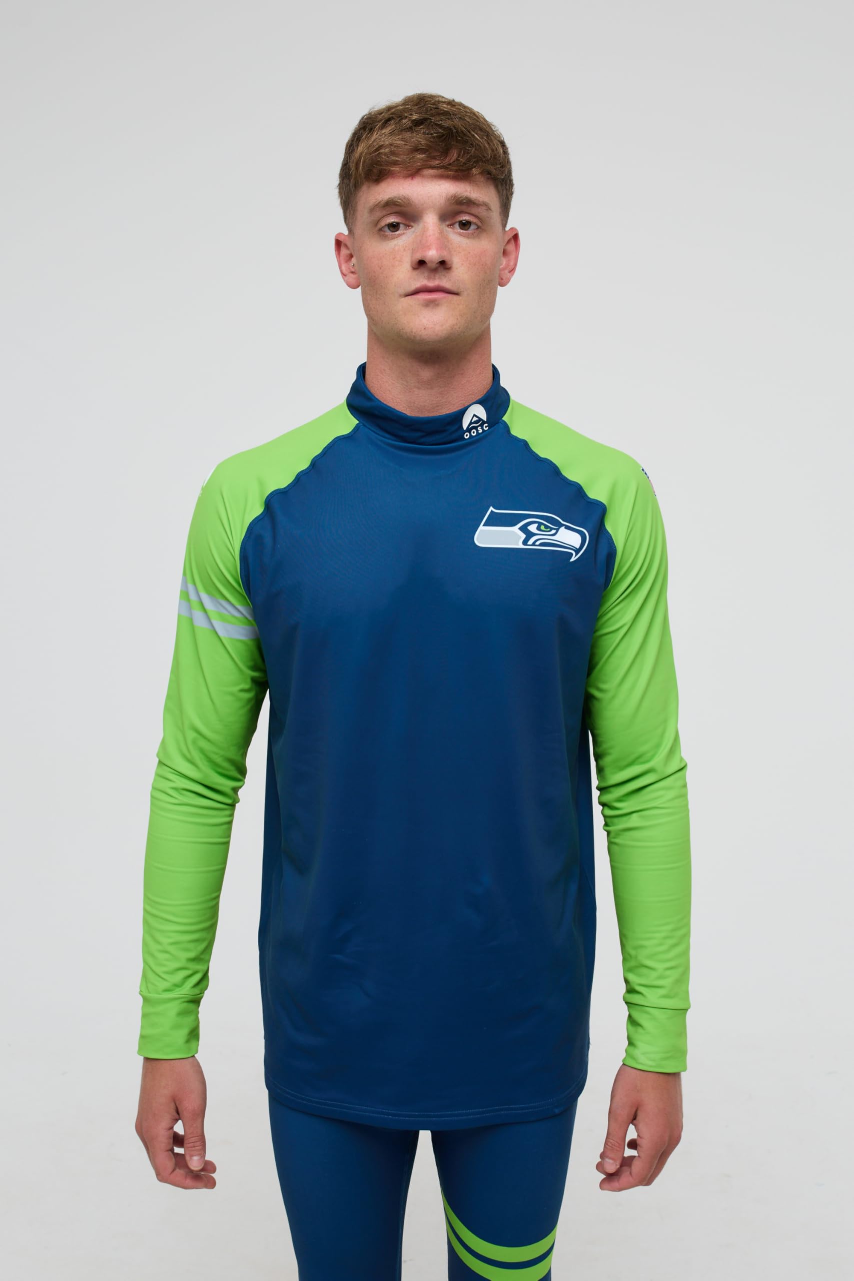 OOSC Mens Seattle Seahawks - X NFL Baselayer Top, Green, XXL EU