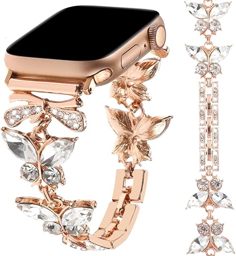 Miniatura 9 de Correa de metal con diamantes brillantes compatible con Apple Watch Band de 1.496 pulgadas, 1.575 pulgadas, 1.614 pulgadas, correa de eslabones de