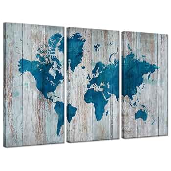 KAREアート　絵　世界地図 Amazon | 48×78 大型 現代世界地図 Elite 掛地図 ラミネート済み