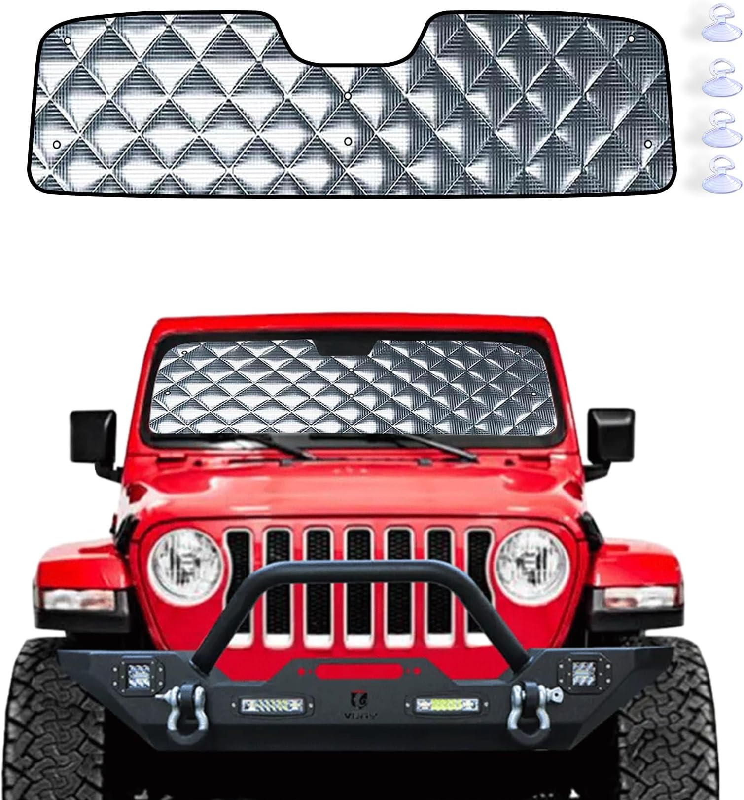 JeCar Windshield Sun Visor For Ford Bronco Sport 2021-2022 – Foldable Aluminum Foil Sun Shield, UV Protection