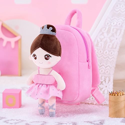 Miniatura 7 de Gloveleya Mochila para niñas pequeñas con suave muñeca bailarina rosa a partir de 2 años