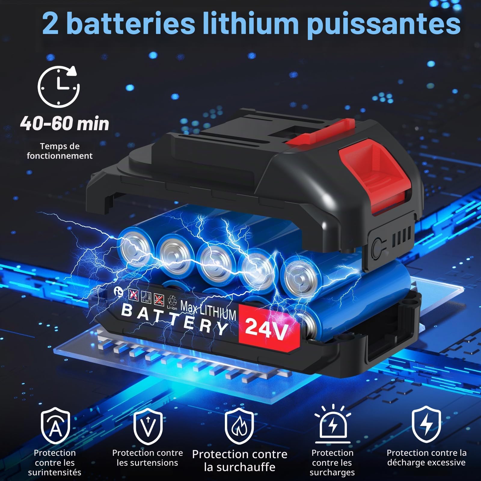 Nettoyeur Haute Pression sans Fil 18 Bar, Nettoyeur Haute Pression sur Batterie avec Buse 6 en 1, Tuyau de 5M, 2 Batteries, Pistolet Haute Pression sur Batterie pour Nettoyer Les Voitures, Sols