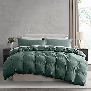Nestl Forest Green California King Duvet Cover Sets - Soft Prewashed Cal King Duvet Cover, 3 Piece, with Zipper Closure, 1...