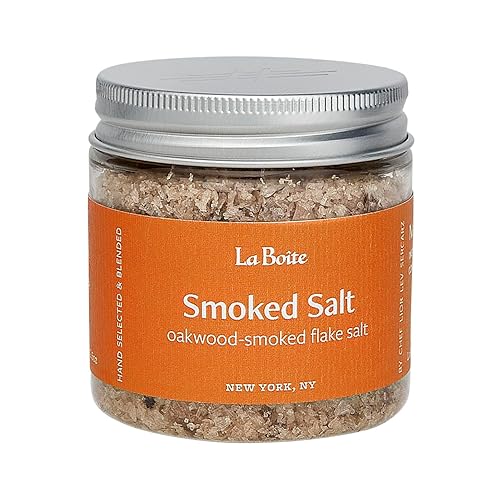 La Boite - Mezcla de especias de sal ahumada, sal en escamas ahumada de roble - Ideal para condimentar y terminar platos, asar carne, verduras, asar
