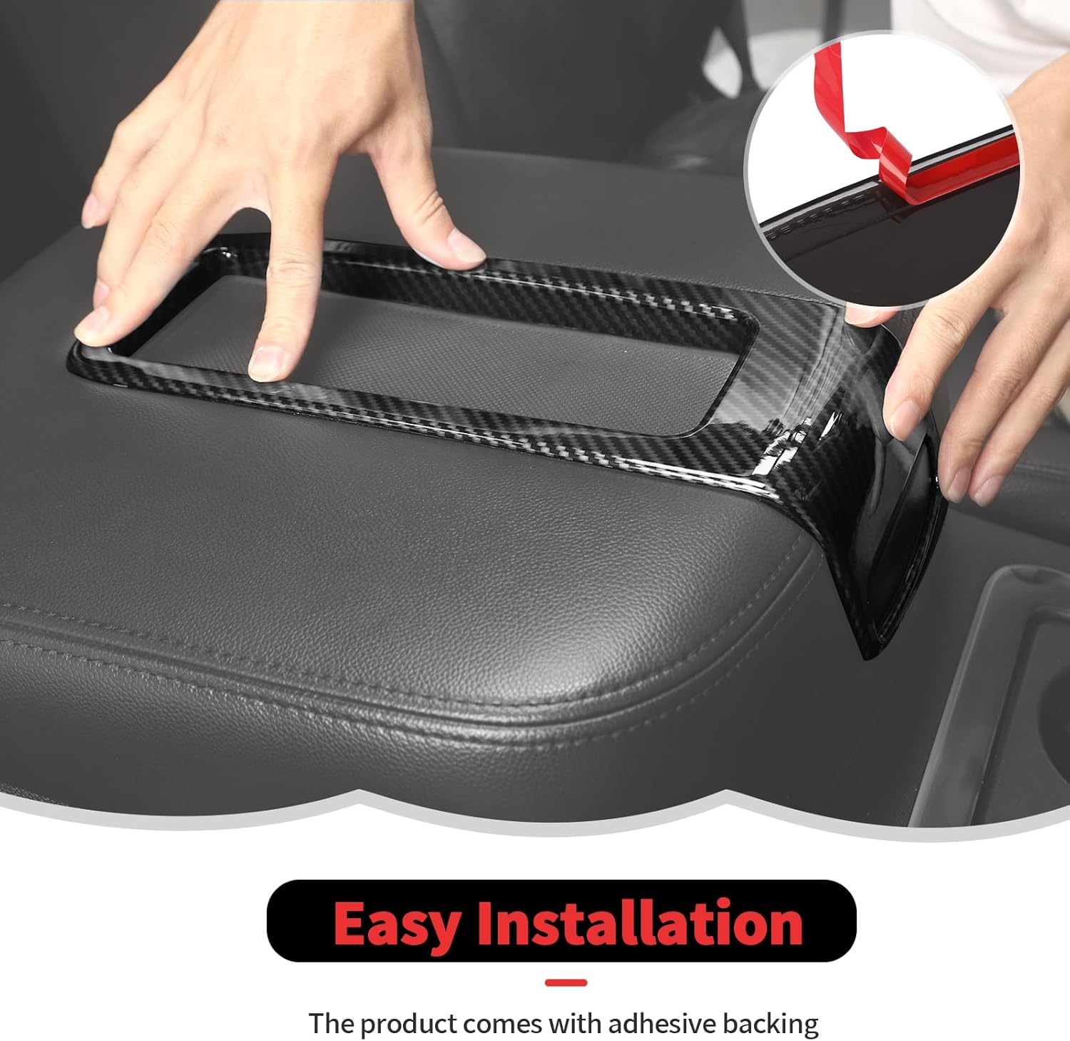 RT-TCZ Armrest Storage Box Cover Trim Decoration Interior Accessories for Chevy Avalanche/Suburban/Tahoe/Silverado 2007-2013,for GMC Yukon/Sierra 2007-2013 (Black Carbon Fiber)