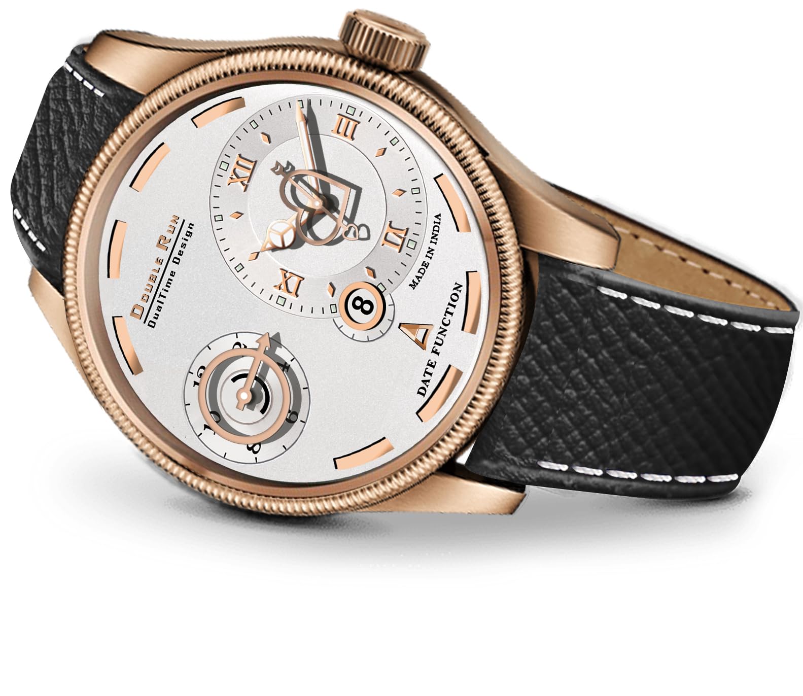 DOUBLERUN White Dial Chronograph and Date Display Leather Strap Analog Men Watch (B0D14WCBJ8) Amazon Price History, Amazon Price Tracker