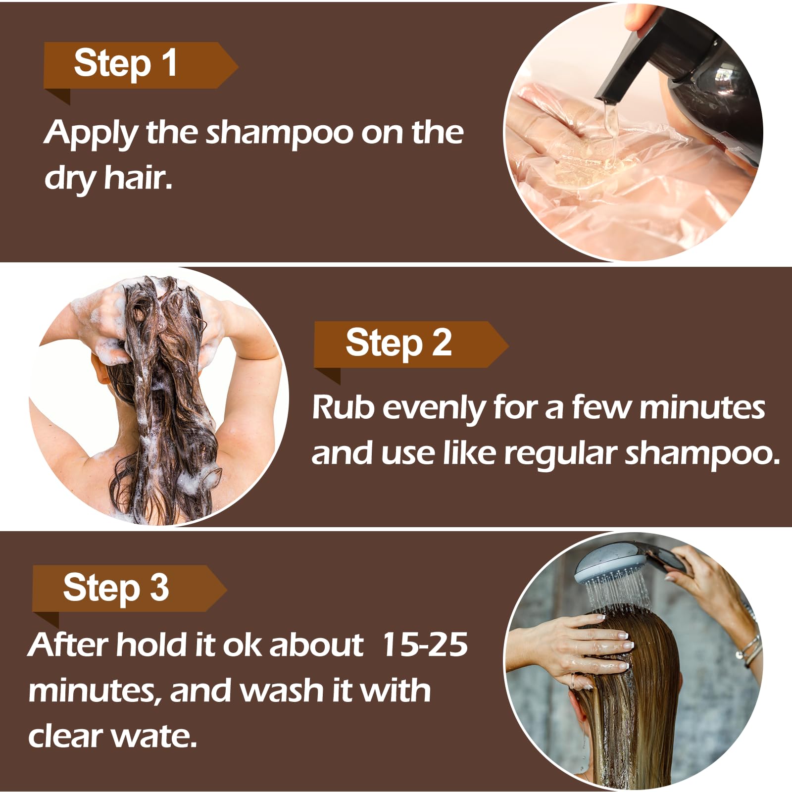 500ml Champú Color Castaño Claro，Hair Dye Shampoo para Teñir Canas Mujer Negro,Champú para Cabello Negro Instantáneo Champu Colorante Tinte para Hombre y Mujer