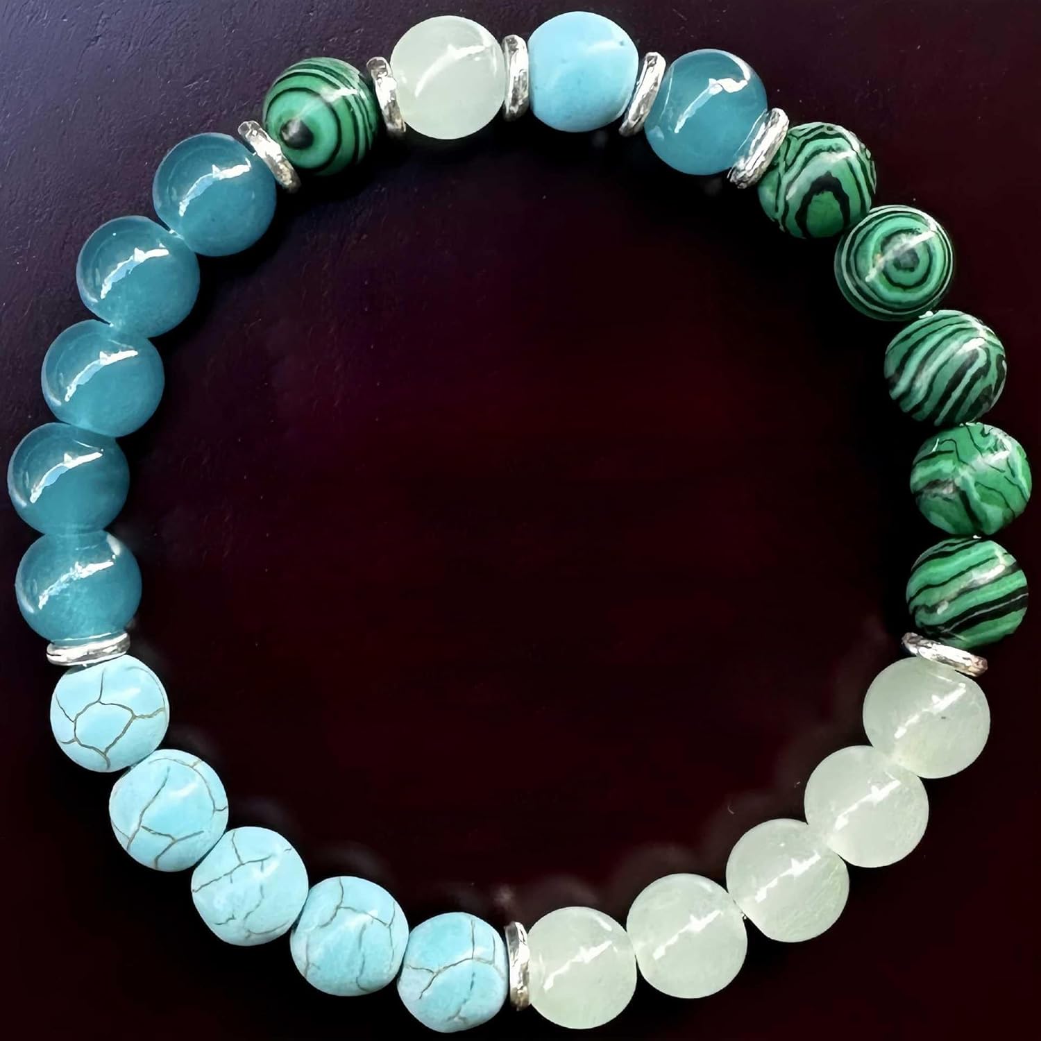 Calm & Balance: Handmade Anxiety Relief Beaded Bracelet in White Jade & Green Aventurine
