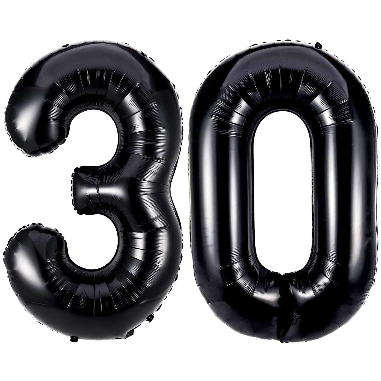 Black 30 Number Balloons, 40 Inch Giant Number 30 Balloons Foil Mylar Helium Black Number Balloons for 30th Birthday Party Supplies Anniversary Event