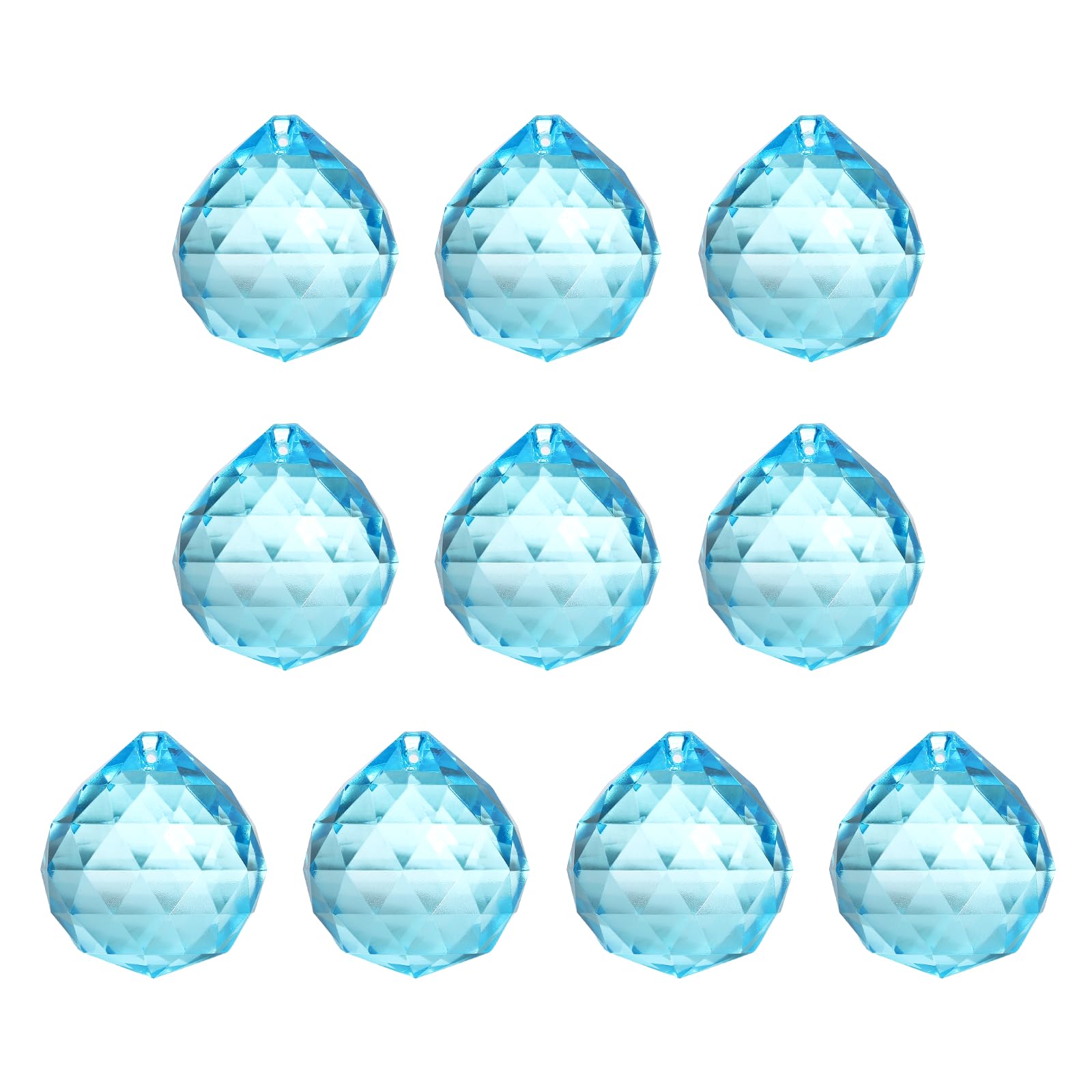 YELARXI Crystal Ball Prisms, Sun Catcher Hanging Prism Sun Catcher Pendant 18mm / 0.71Inch & 10 Pack & Light Lake Blue-Fitting for (Outdoor/Indoor/Windows/DIY Decor/Feng Shui/Chandelier)