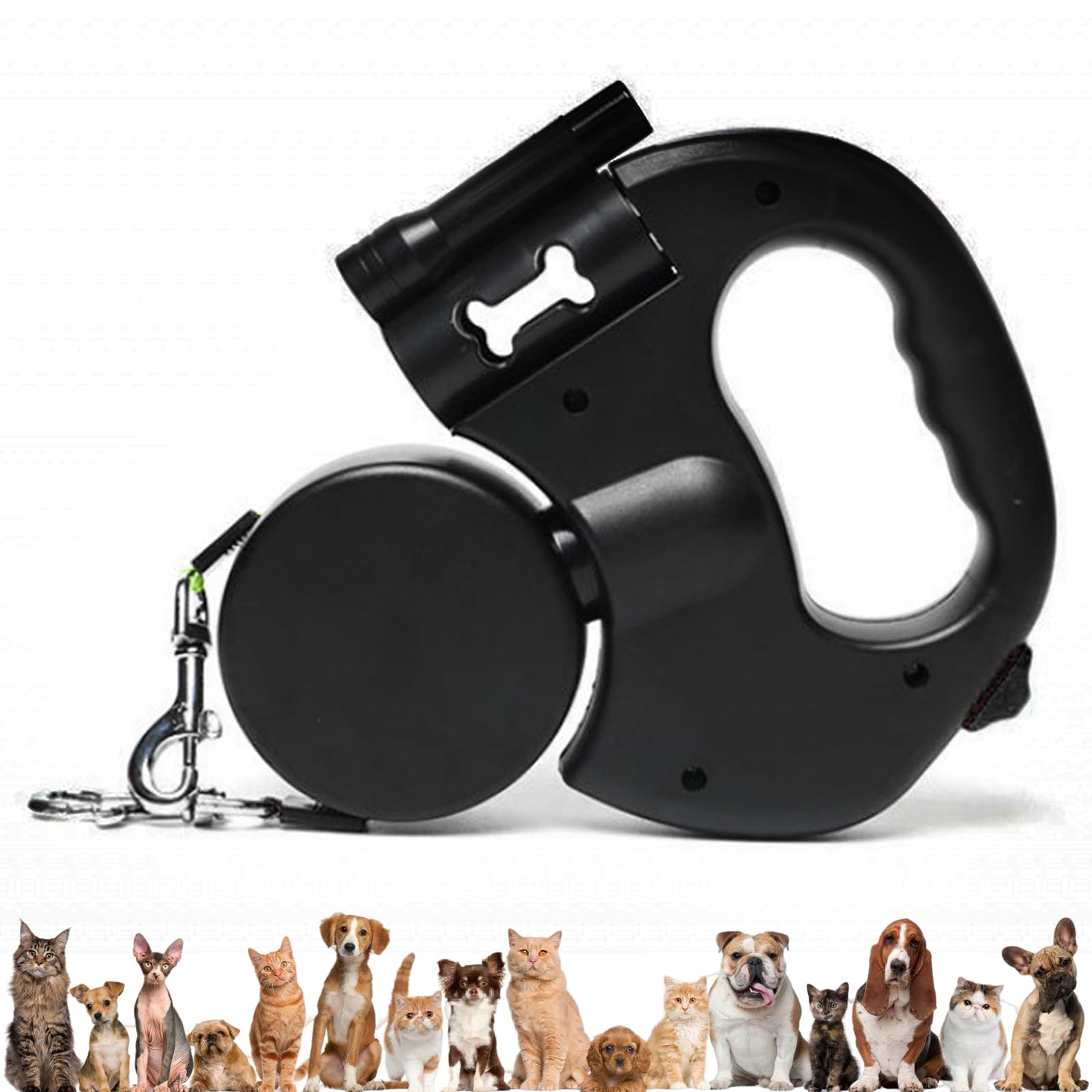 Laisse double rétractable pour chien, laisse enroulable avec lumière LED, laisse double extensible pour 2 chiens, laisse flexible 3M, poignée antidérapante, bouton de frein rapide pour chiens de