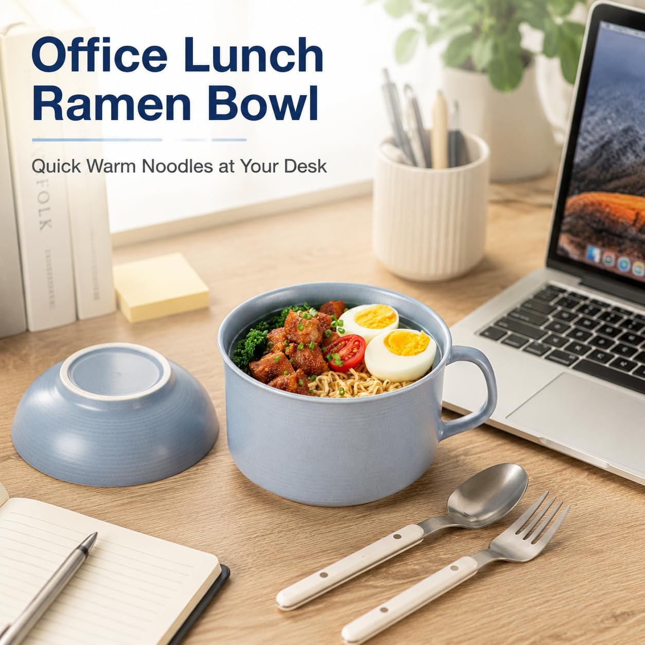 Ramen Bowl, 38 oz Soup Cups with Handles, Microwave Ramen Bowl with Lid image 5