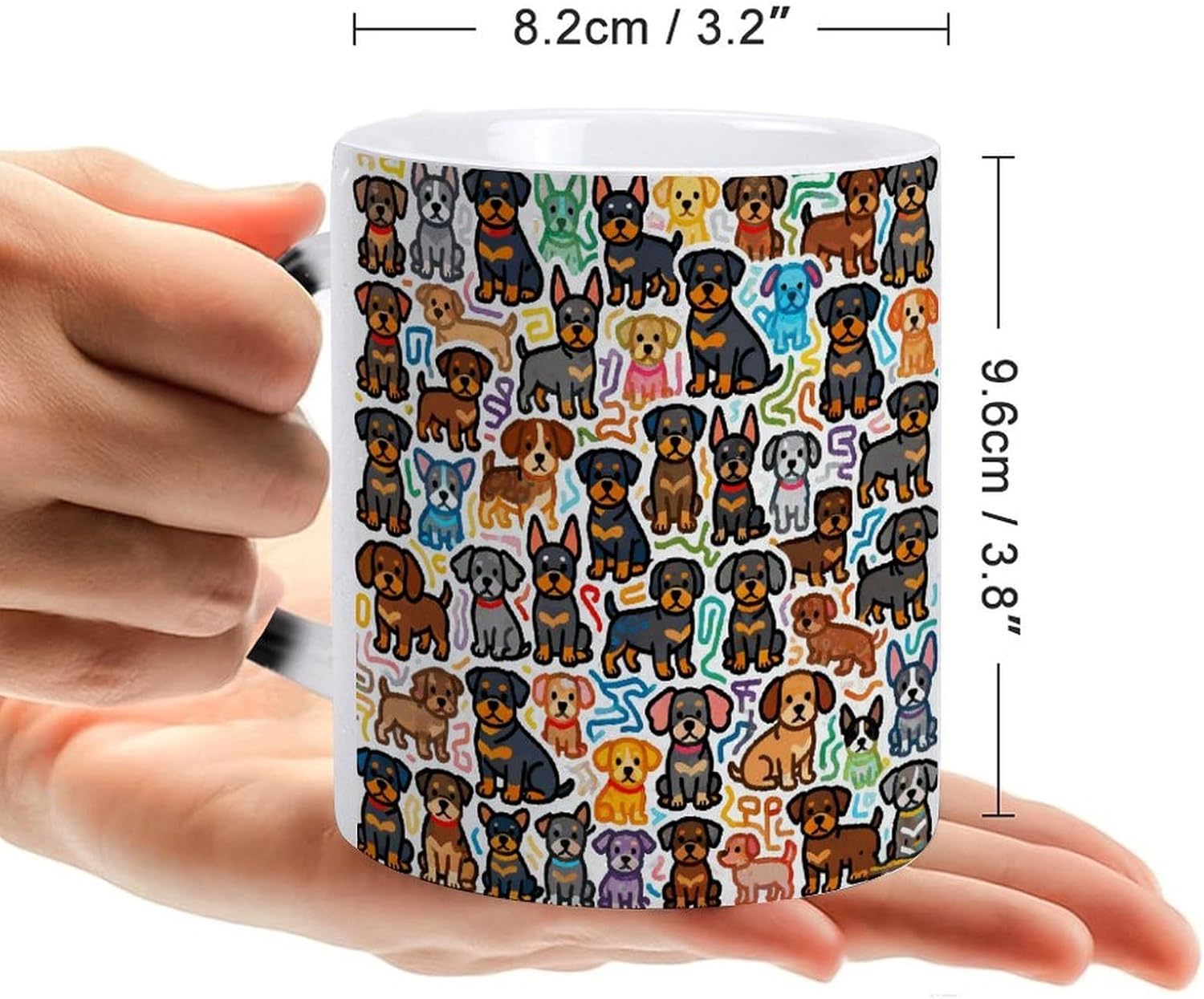 Color Changing Mug, Novelty Coffee Magic Cup, Rottweilers Doodle image 2