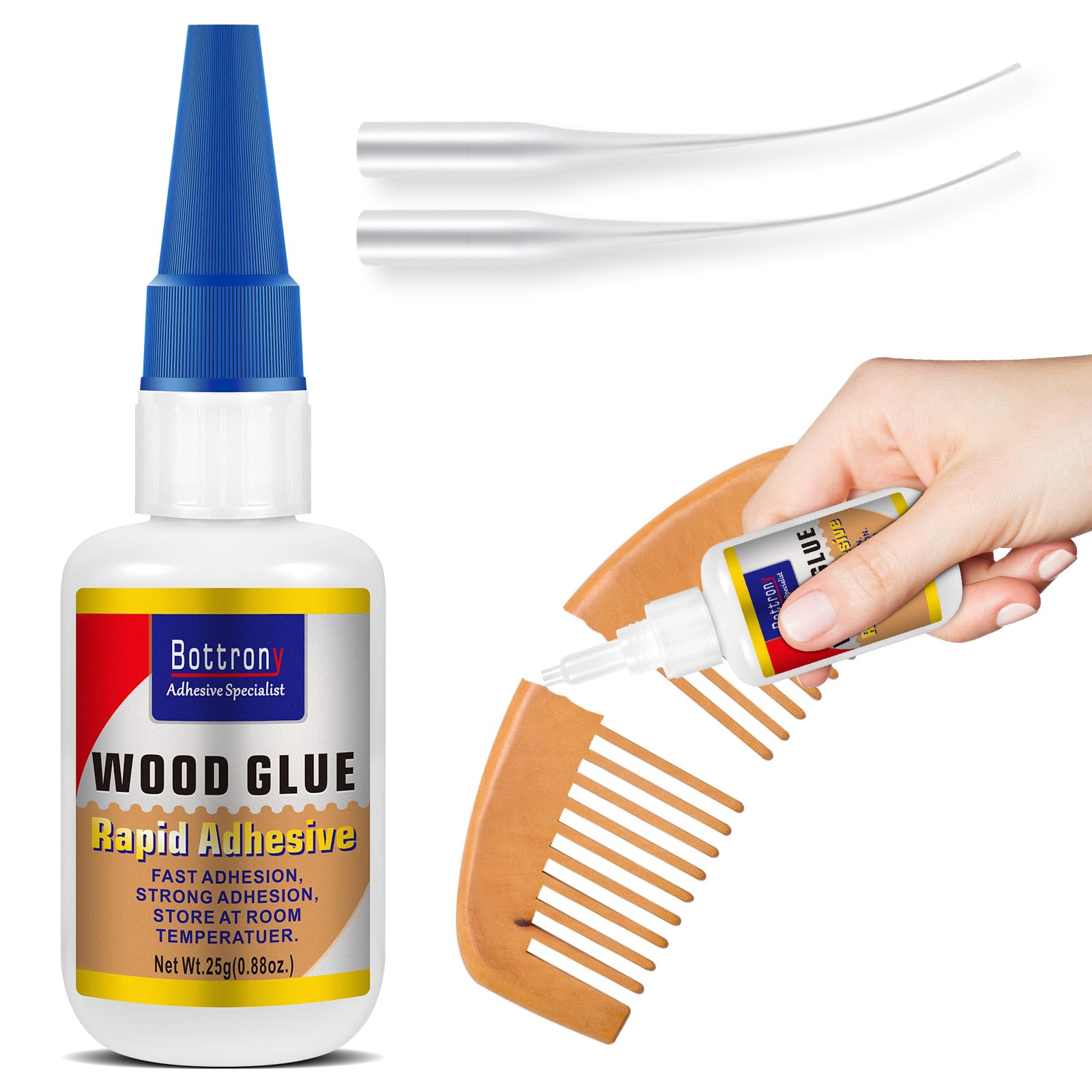 Clear Wood Glue, Fast Drying Wood Glue for Furniture Heavy Duty, Woodworking, Waterproof Strong Adhesive for DIY Crafts, Flooring | Strong Bond for