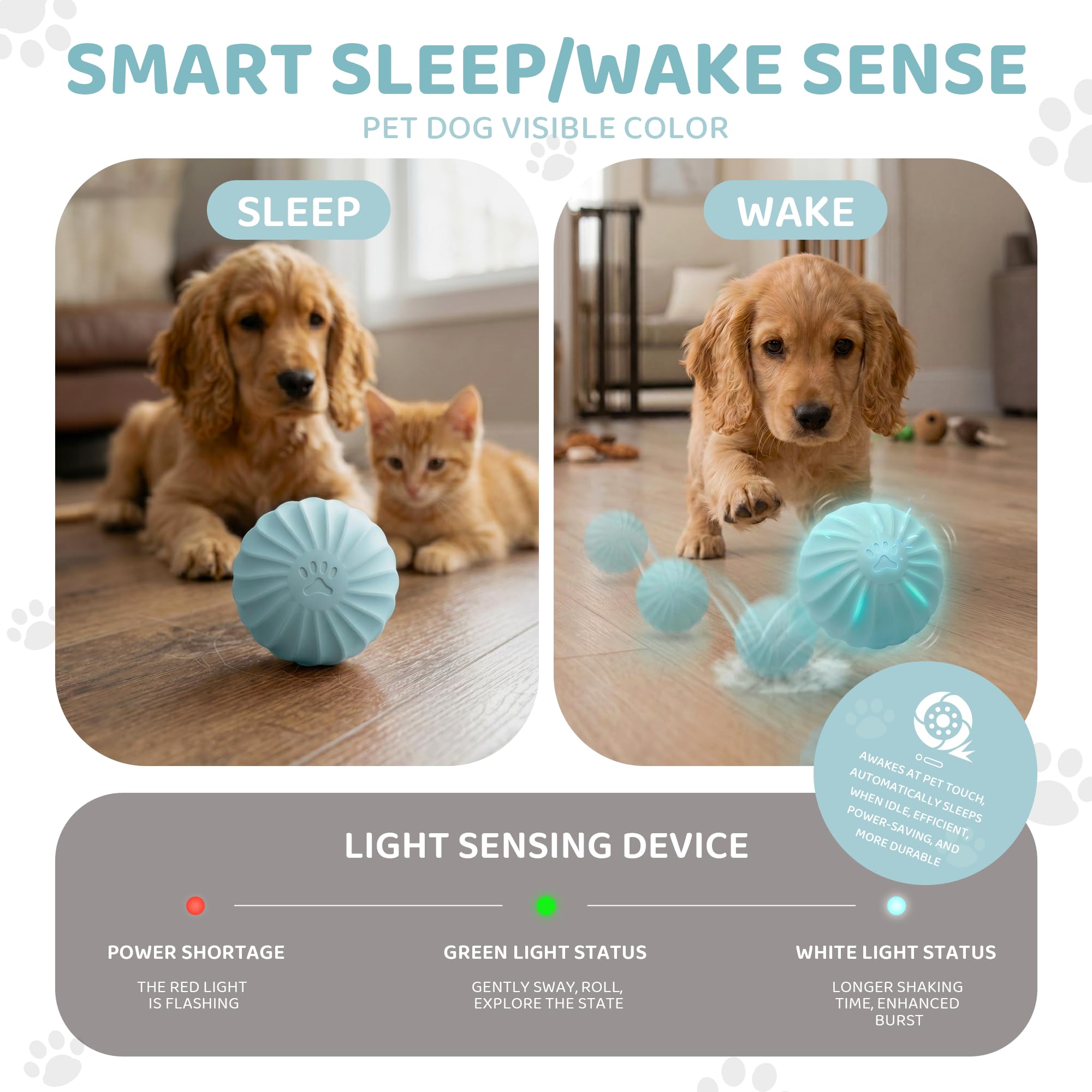 Jouet interactif pour chien et chat - Balle électrique avec activation tactile - 2 modes - Étanchéité IPX67 - Coque résistante aux morsures - Rechargeable USB-C - Jouet intelligent - 74 mm