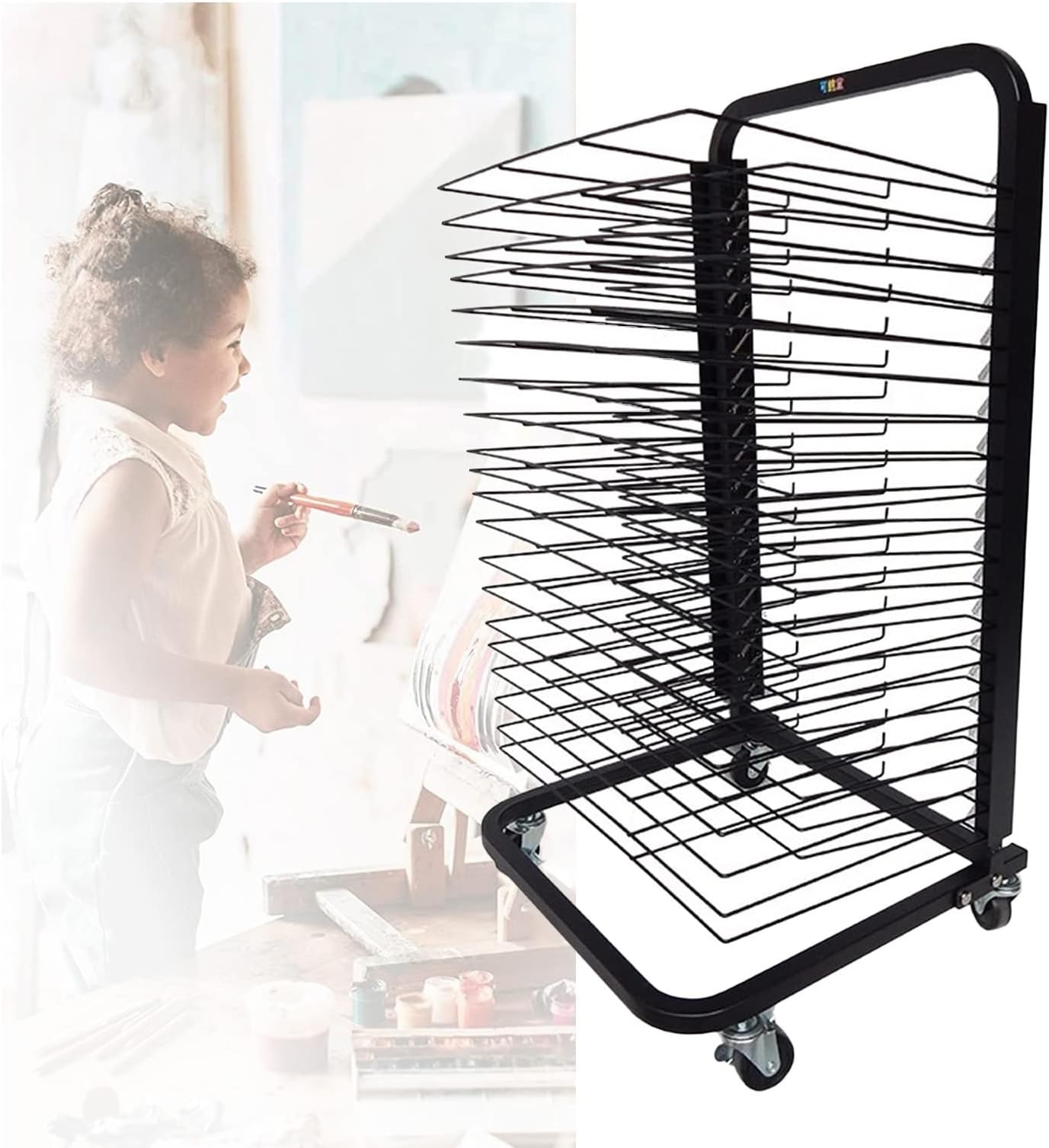Art Drying Rack Mobile Art Drying Rack, Clothes Rack Educational Product, Educational Product Clothes Rack, Space Saving Rack For A3 Artwork/Painting ()