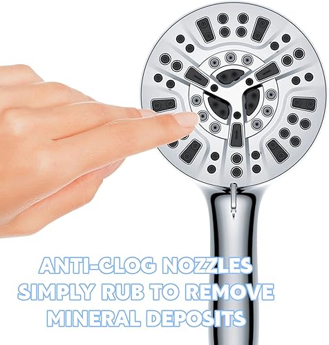 Miniatura 8 de umogy Cabezal de ducha de alta presión con mano, 10 ajustes de pulverización, cabezales de ducha de ahorro de agua con manguera de acero inoxidable,
